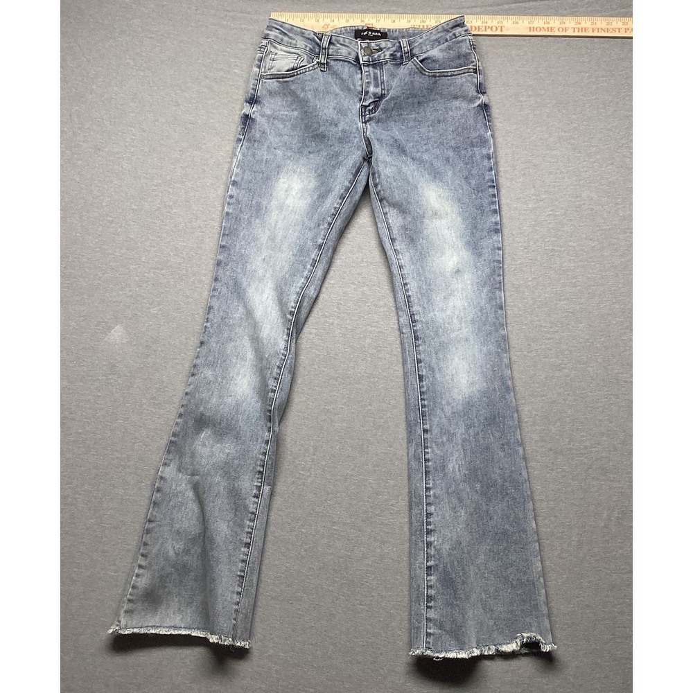 Fire & Rain Denim Flair Jeans Size 9 Raw Hem Blue Medium Wash Stretch